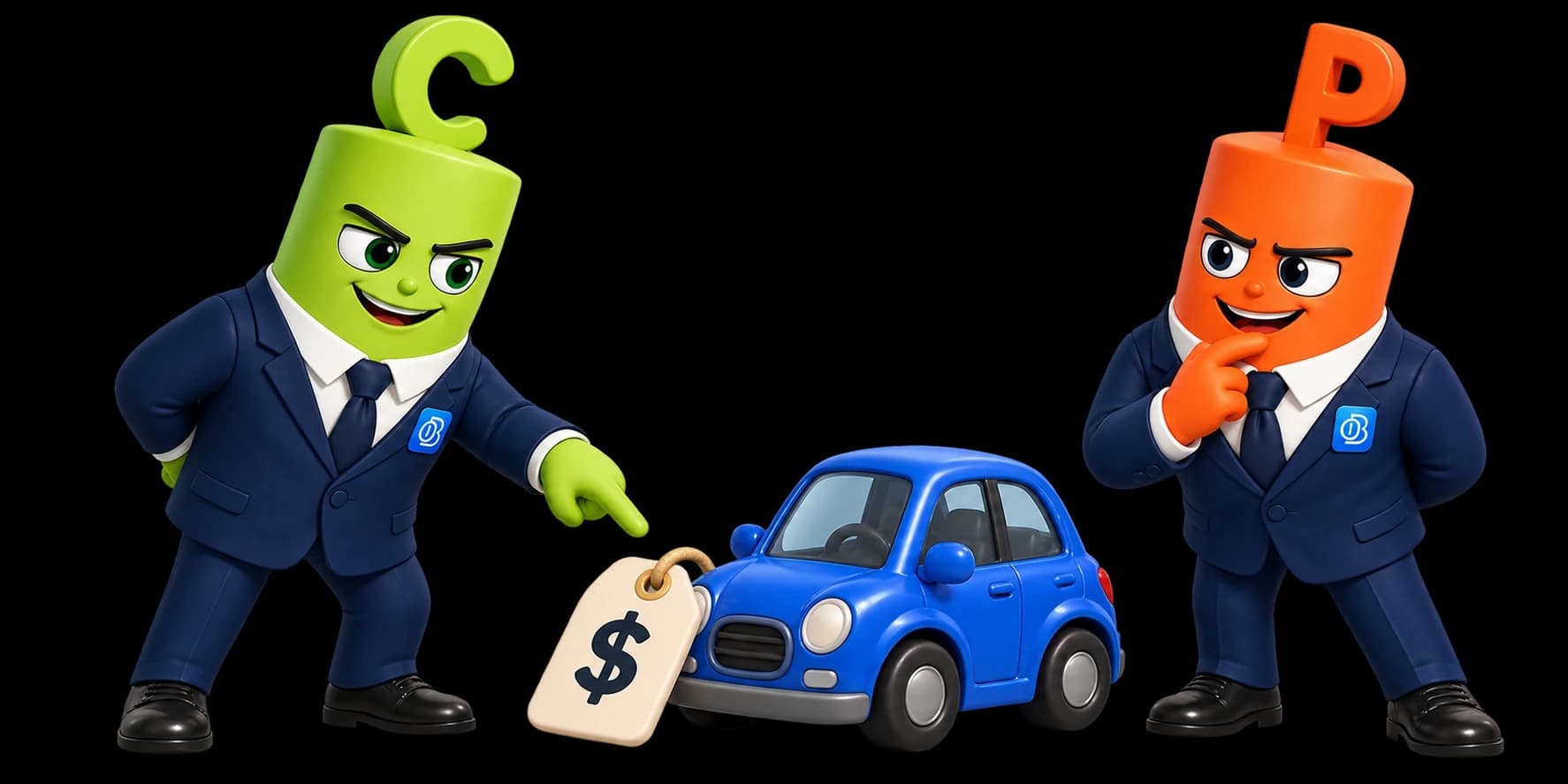 The toy car stays in the shop; the example focuses on its changing price.